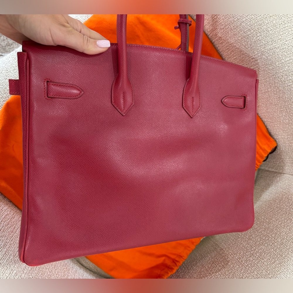 Authentic HERMES birkin 35 courchevel leather vermillion red satchel - Picture 3 of 16
